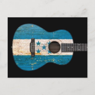 Carte Postale Drapeau Honduras vieilli et usé Guitare acoustique