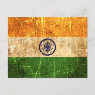 Carte Postale Drapeau indien Vintage rayé et usé