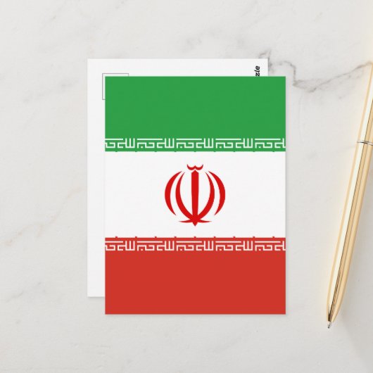 Carte Postale Drapeau iranien (Devant/Arrière en situation)