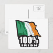 Carte Postale Drapeau irlandais à 100 % (Devant / Derrière)