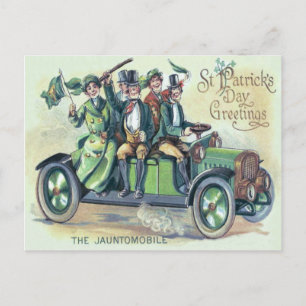 Carte Postale Drapeau irlandais Shillelagh Voiture verte Shamroc