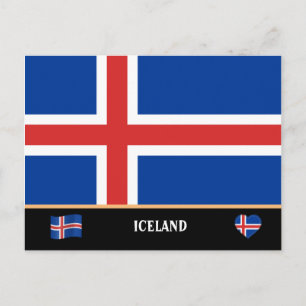 Carte Postale Drapeau islandais & Voyage de pays Islande / Islan