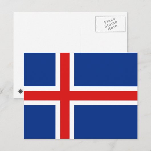 Carte postale drapeau Islande (Devant / Derrière)