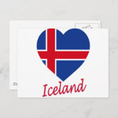 Carte Postale Drapeau Islande Cœur (Devant / Derrière)