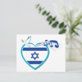 Carte Postale drapeau israélien - musique - paix - amour, (Debout devant)