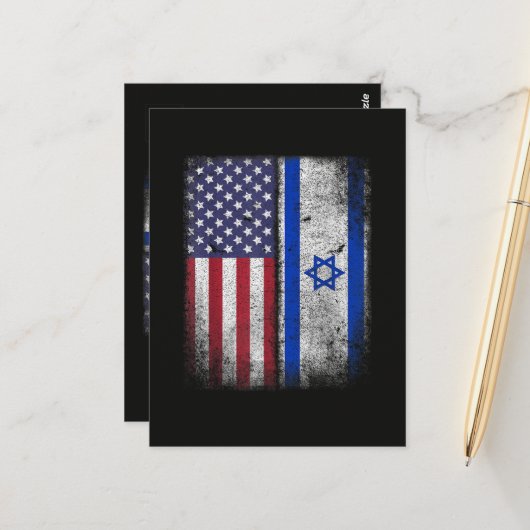 Carte Postale Drapeau Israélo-Américain Israël Usa Racines Améri (Devant/Arrière en situation)