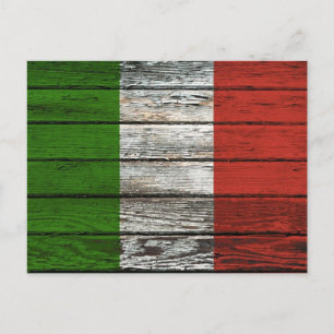 Carte Postale Drapeau italien avec effet de grain de bois brut