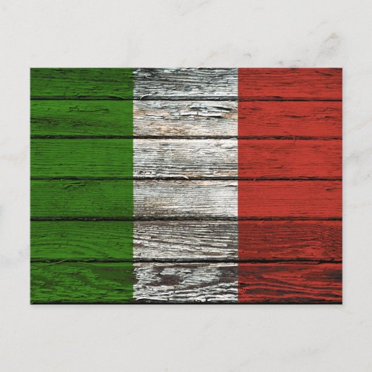 Carte Postale Drapeau italien avec effet de grain de bois brut (Devant)
