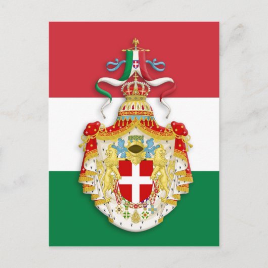 Carte Postale Drapeau italien avec insigne du Royaume d'Italie (Devant)