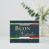 Carte Postale Drapeau italien Buon Natale sur Noël bleu (Debout devant)