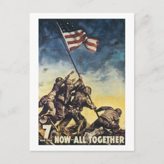 Carte Postale Drapeau Iwo Jima couleur couleur guerre graphique (Devant)