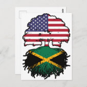 Carte Postale Drapeau Jamaïcain Américain USA Tree Roots (Devant / Derrière)