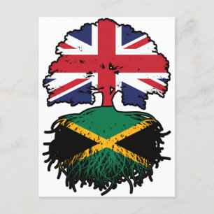 Carte Postale drapeau jamaïcain britannique des racines d'arbre