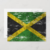 Carte Postale Drapeau jamaïcain soufflé et porté (Devant / Derrière)