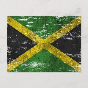 Carte Postale Drapeau jamaïcain soufflé et porté