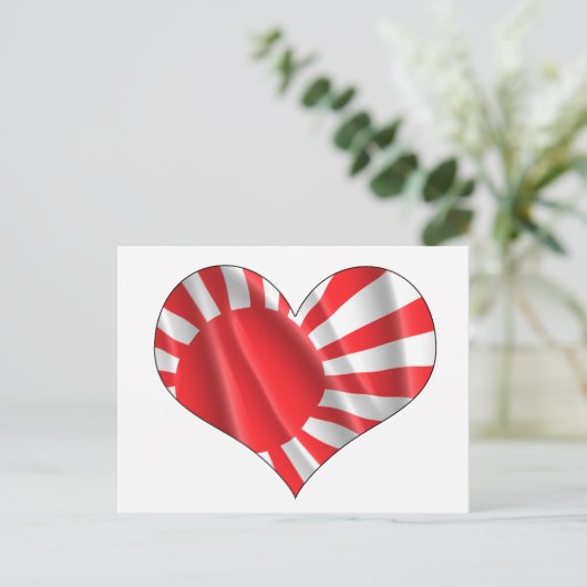 CARTE POSTALE DRAPEAU JAPONAIS (Debout devant)