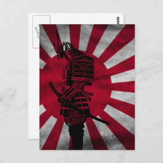 Carte Postale Drapeau japonais samouraï (Devant / Derrière)