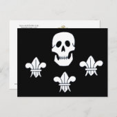 CARTE POSTALE DRAPEAU JOLLY ROGER ET TROIS LIEUX (Devant / Derrière)