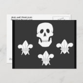CARTE POSTALE DRAPEAU JOLLY ROGER ET TROIS LIEUX (Devant / Derrière)