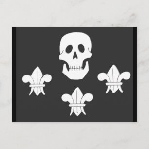 CARTE POSTALE DRAPEAU JOLLY ROGER ET TROIS LIEUX