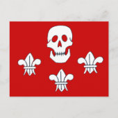 CARTE POSTALE DRAPEAU JOLLY ROGER ET TROIS LIEUX (Devant)