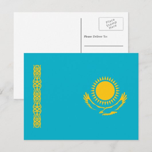 Carte Postale Drapeau kazakhstanais, Drapeau du Kazakhstan (Devant / Derrière)