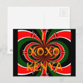Carte Postale Drapeau Kenya d'inspiration africaine - Art Abstra (Devant / Derrière)