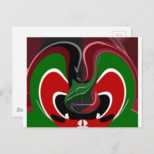 Carte Postale Drapeau Kényan en effervescence : un art moderne d (Devant / Derrière)