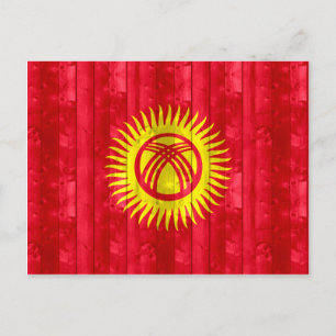 Carte Postale Drapeau kirghize en bois