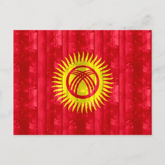 Carte Postale Drapeau kirghize en bois (Devant)