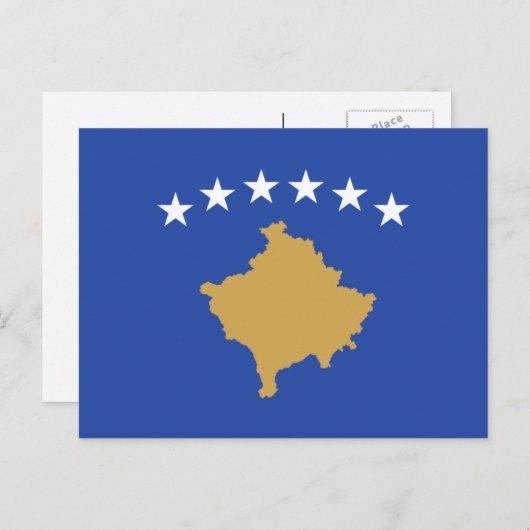 Carte Postale Drapeau kosovar, Drapeau du Kosovo (Devant / Derrière)