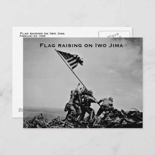 Carte Postale Drapeau levant sur Iwo Jima (Devant / Derrière)