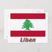 Carte Postale Drapeau Liban avec le nom français (Devant / Derrière)