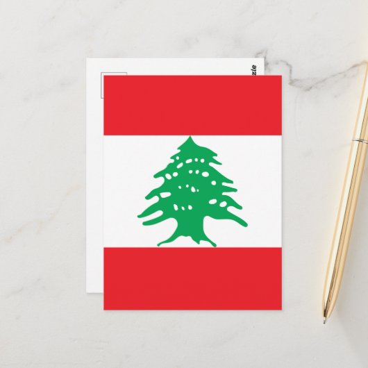 Carte Postale Drapeau libanais (Devant/Arrière en situation)
