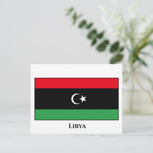 Carte Postale Drapeau libyen (Debout devant)
