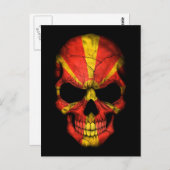 Carte Postale Drapeau macédonien sur noir (Devant / Derrière)