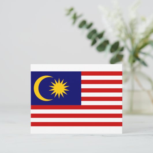 Carte Postale Drapeau malaisien, Drapeau de Malaisie (Debout devant)
