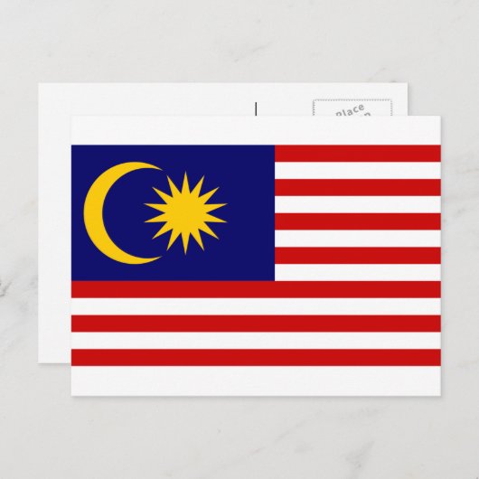 Carte Postale Drapeau malaisien, Drapeau de Malaisie (Devant / Derrière)