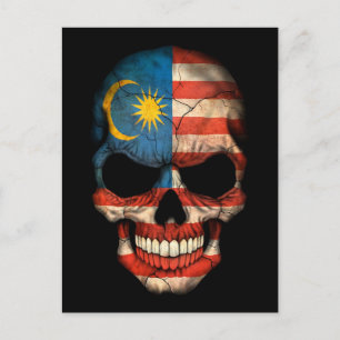 Carte Postale Drapeau malaisien sur noir
