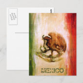 CARTE POSTALE DRAPEAU MEXICAIN - STYLE MEXIQUE (Devant / Derrière)