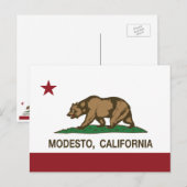 Carte Postale Drapeau Modesto d'état de la Californie (Devant / Derrière)