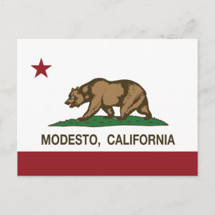 Carte Postale Drapeau Modesto d'état de la Californie