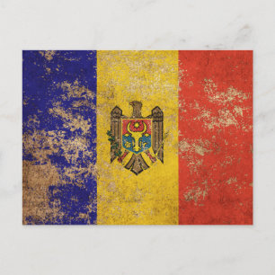 Carte Postale Drapeau moldave Vintage à âge rude