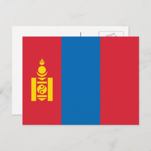 Carte Postale Drapeau mongol, Drapeau de la Mongolie (Devant / Derrière)