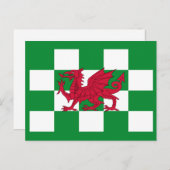 Carte Postale Drapeau mystique rouge du dragon celtique du Pays  (Devant / Derrière)