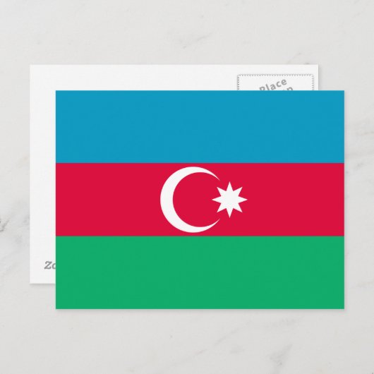 Carte Postale Drapeau national d'Azerbaïdjan (Devant / Derrière)