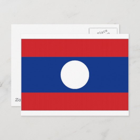 Carte Postale Drapeau national du Laos (Devant / Derrière)