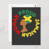 Carte Postale Drapeau national jamaïcain Femme jamaïcaine fière (Devant / Derrière)