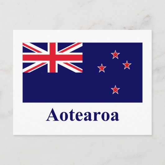 Carte Postale Drapeau néo-zélandais avec nom en maori (Devant)