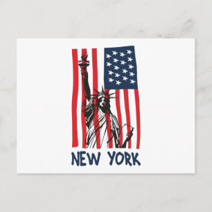 Carte Postale Drapeau New York NY Statue de Liberty USA Amérique